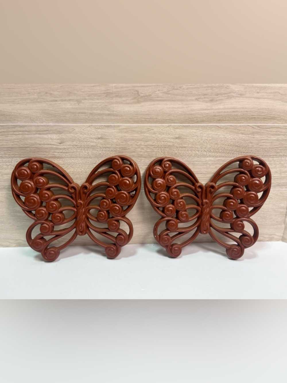 Vintage 1970s Homco Burwood Brown Butterflies Wall Hangings
Decor Set 2
